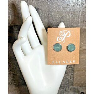 Plunder Design Trendy Fashion Jewelry Briella Silver Blu Druzy Stud Post Earring